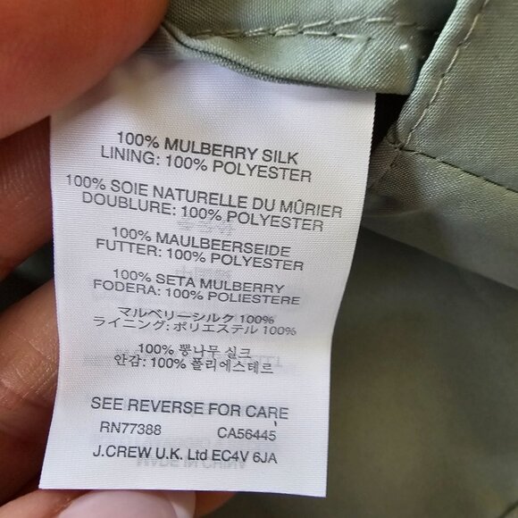 NWT J. Crew Mulberry Silk Women's Celery Green Off Shoulder Dress Wedding Party - Picture 8 of 8